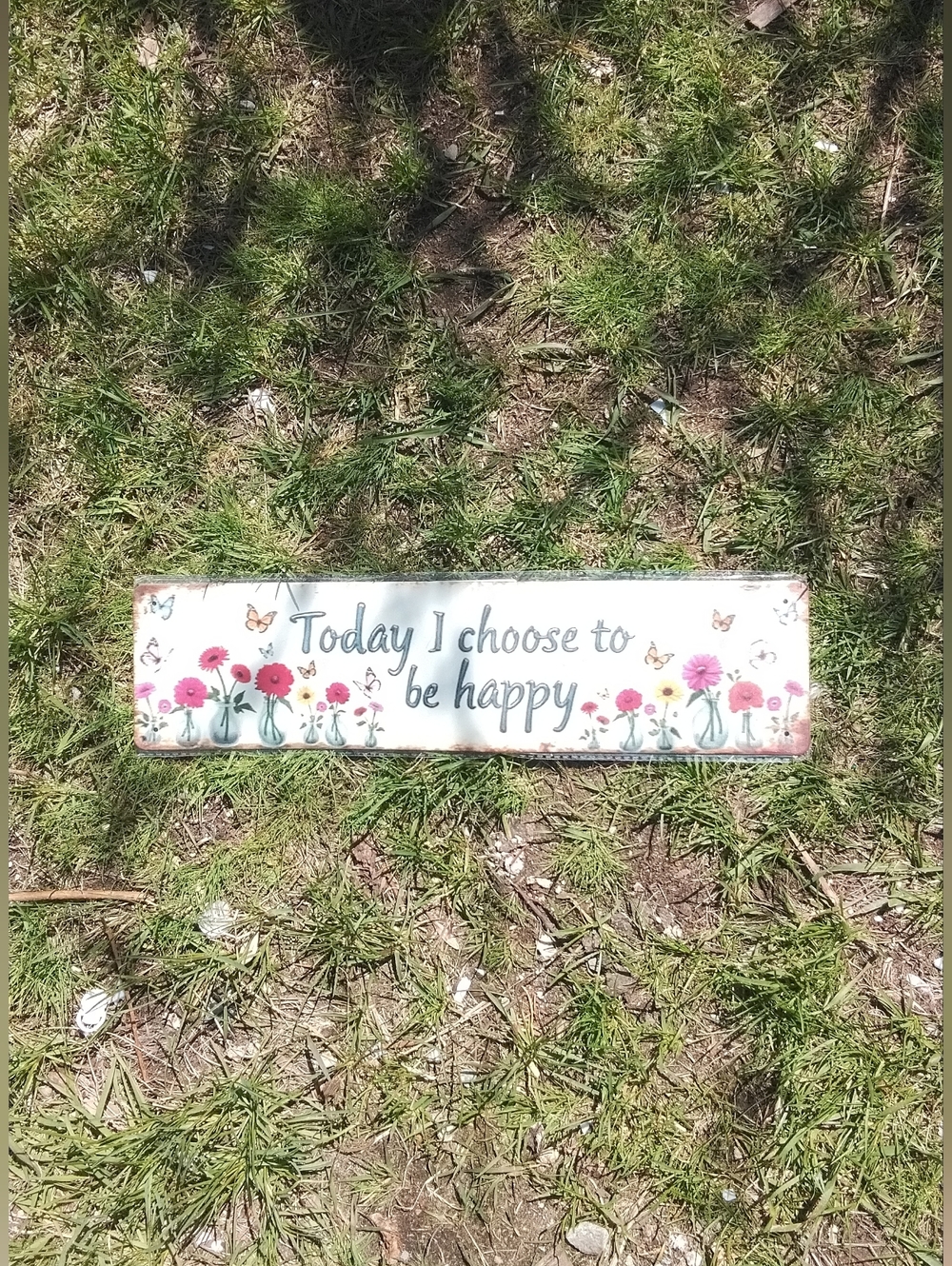 NWT Metal Wall Sign "Today I Choose to Be Happy" - Pink Floral